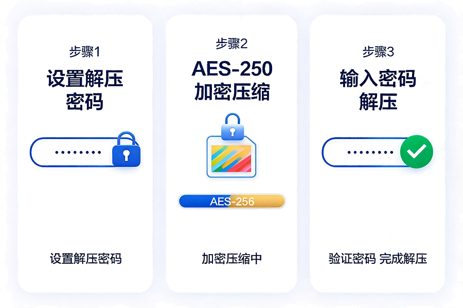 AES-256加密压缩 — 军用级密码保护隐私文件